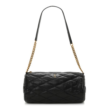 SAINT LAURENT Lambskin Monogram Small Sade Tube Bag Black