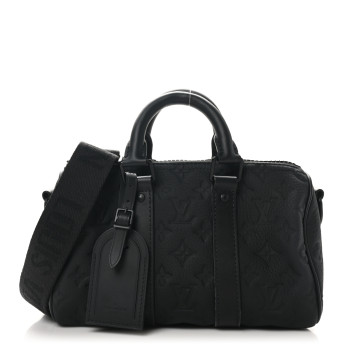 LOUIS VUITTON Monogram Taurillon Keepall Bandouliere 25 Black