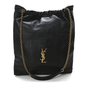SAINT LAURENT Lambskin Matelasse Monogram Large Jamie 4.3 Pochon Black