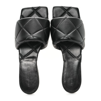 BOTTEGA VENETA Nappa Maxi Intrecciato Lido Flat Sandals 40.5 Black