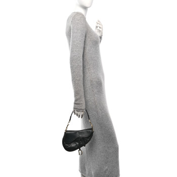 CHRISTIAN DIOR Supple Calfskin Mini Saddle Bag Black