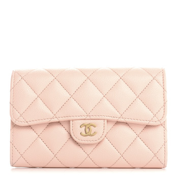 CHANEL Caviar Quilted Medium Flap Wallet Light Pink