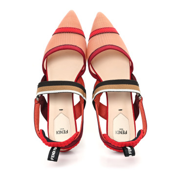 FENDI Technical Mesh Colibri Slingback Ballerina Flats 40 Fragola Mou Fango Ruggine