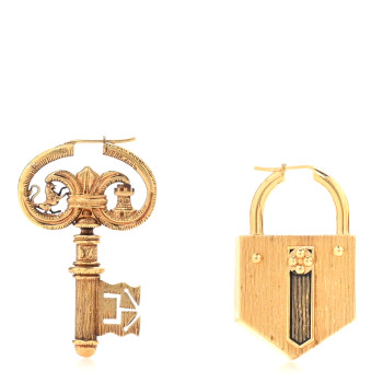 LOUIS VUITTON X FORNASETTI Metal Lock and Key Earrings Gold