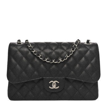CHANEL Caviar Quilted Jumbo Double Flap Black