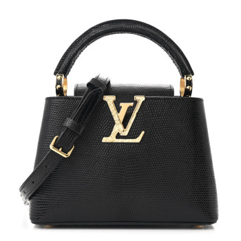 LOUIS VUITTON Lizard Capucines Mini Black