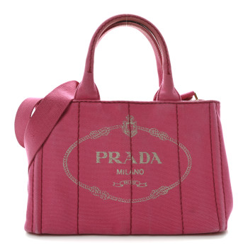 PRADA Canapa Small Logo Tote Peonia