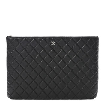 CHANEL Caviar Quilted Large Cosmetic Case Black