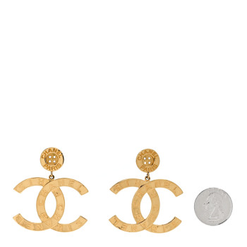 CHANEL Metal Large Paris Button Earrings Gold