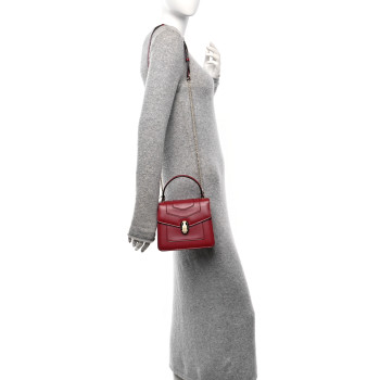 BULGARI Calfskin Serpenti Forever Top Handle Red