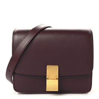 CELINE Box Calfskin Small Classic Box Flap Bag Burgundy