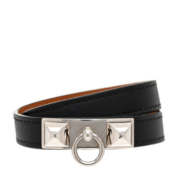 HERMES Chamonix Rivale Double Tour Bracelet XS Black