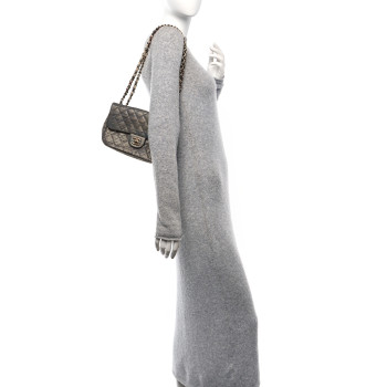 CHANEL Metallic Sheepskin Thin Striped Small Single Flap Multicolor