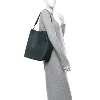CELINE Soft Grained Calfskin Sangle Bucket Bag Amazone