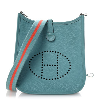HERMES Taurillon Clemence Amazone Evelyne TPM Bleu Saint Cyr Orange Poppy