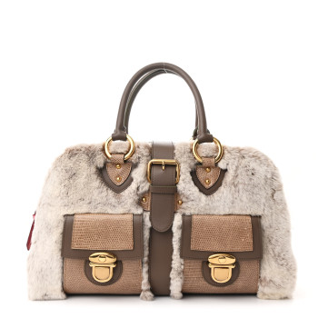 MARC JACOBS Chinchilla Fur Lizard Venetia Satchel Streak