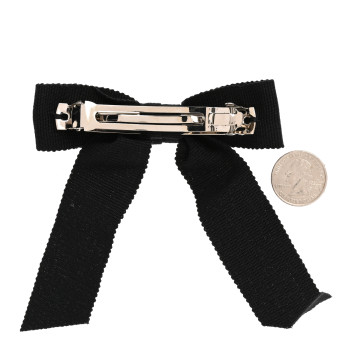 CHANEL Canvas Bow CC Hair Clip Black