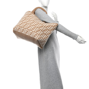 FENDI Cashmere FF Large Shopper Tote Cammello