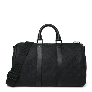 LOUIS VUITTON Monogram Taurillon Keepall Bandouliere 35 Black