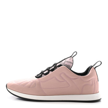 FENDI Nylon Womens FFreedom Sneakers 39.5 White Rosa