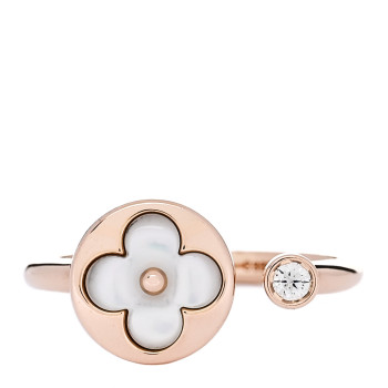 LOUIS VUITTON 18K Pink Gold Diamond Mother of Pearl Mini Color Blossom Sun Ring 54 7