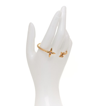 LOUIS VUITTON Metal Crystal Louisette Signature Bracelet S Gold