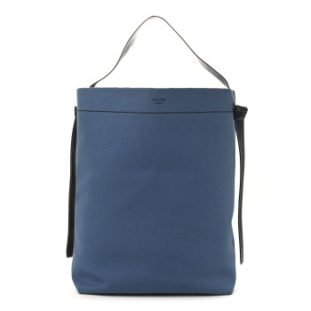 CELINE Canvas Calfskin Large Twisted Cabas Beige Blue
