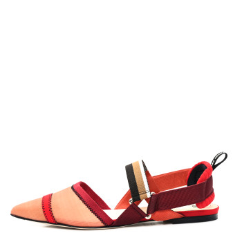 FENDI Technical Mesh Colibri Slingback Ballerina Flats 40 Fragola Mou Fango Ruggine