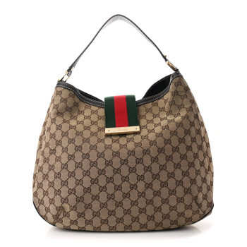 GUCCI Monogram Large New Ladies Web Hobo Dark Brown