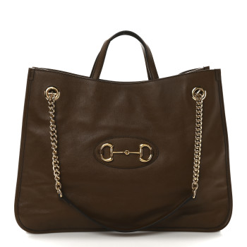 GUCCI New Sakai Calfskin Lux Large Horsebit 1955 Tote Bag Brown Sugar