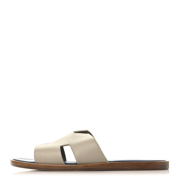 HERMES Epsom Mens Izmir Sandals 43 Blanc Gomme Bleu Celeste