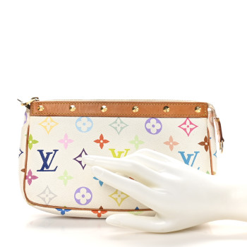 LOUIS VUITTON Monogram Multicolor Pochette Accessories White