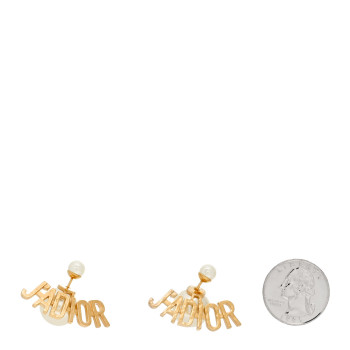 CHRISTIAN DIOR Metal Pearl J'Adior Tribal Earrings Gold
