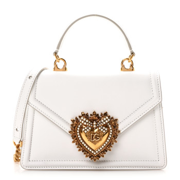 DOLCE & GABBANA Smooth Calfskin Small Devotion Envelope Top Handle Bag White