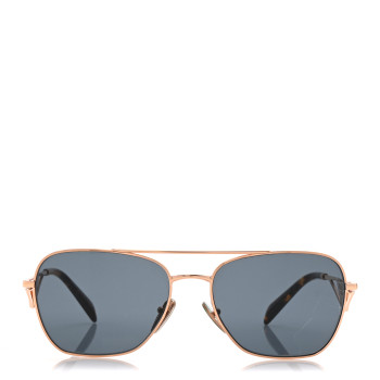 PRADA Metal Symbole Triangle Logo Aviator Sunglasses SPR A50 Gold Tortoise Brown