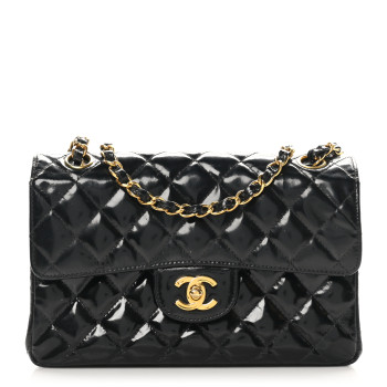 CHANEL Patent Quilted Small Double Sided Flap Black