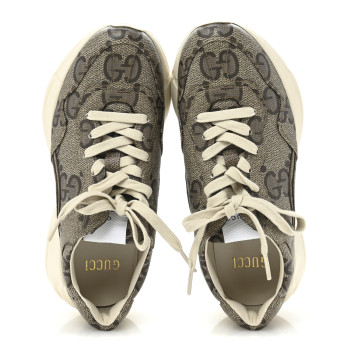 GUCCI Maxi GG Supreme Monogram Gucci 100 Womens Rhyton Sneakers 37 Beige Ebony