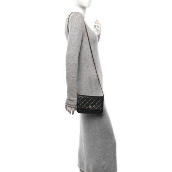 CHANEL Caviar Quilted Wallet on Chain WOC Black