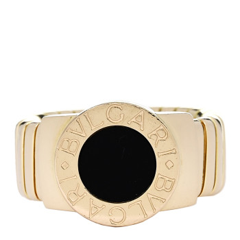 BULGARI 18K Yellow Gold Black Onyx Tubogas Ring 52 6