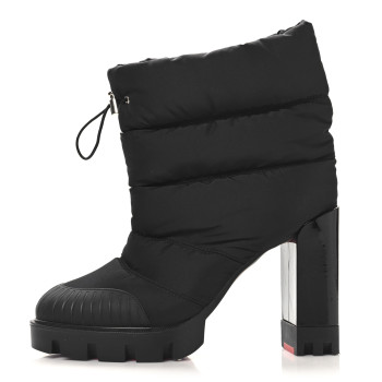 CHRISTIAN LOUBOUTIN Fabric Oriona Lug 100 Boots 38 Black