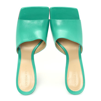 BOTTEGA VENETA Lambskin Stretch Mule Sandals 40 Acid Turquoise