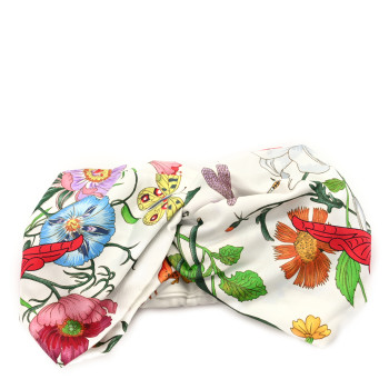 GUCCI Silk Floral Headband M White Multicolor