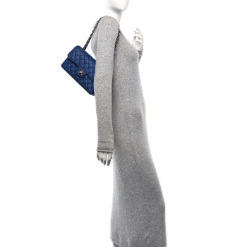 CHANEL Caviar Quilted Small Double Flap Blue