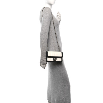 CHANEL Lambskin Calfskin Mini Chocolate Bar Flap Bag White Black
