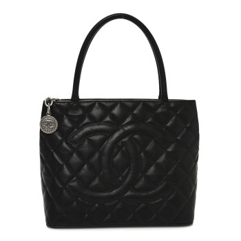 CHANEL Caviar Quilted Medallion Tote Dark Brown