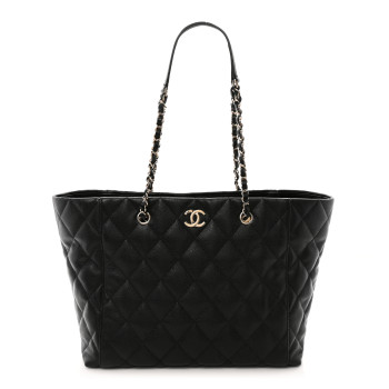 CHANEL Caviar Quilted Large Shopping Tote Black