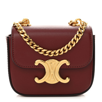 CELINE Shiny Calfskin Mini Chain Claude Burgundy