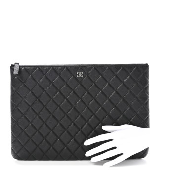 CHANEL Caviar Quilted Large Cosmetic Case Black