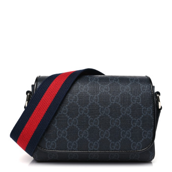 GUCCI GG Supreme Monogram Calfskin Web Mini Bag Black