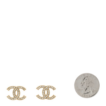 CHANEL Crystal CC Earrings Gold